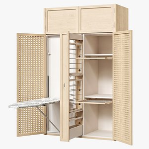 Laundry closet with built-in ironing board and dryer 3D model