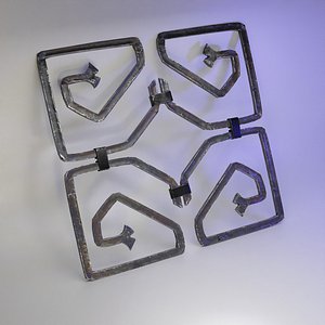 Wrought iron grill for exterior decoration