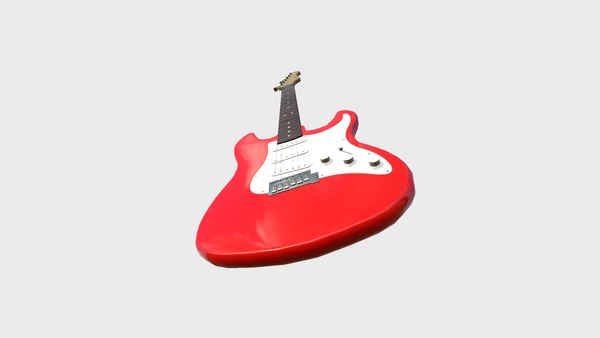 Modello 3D Chitarra elettrica rossa con il supporto - TurboSquid 1839446