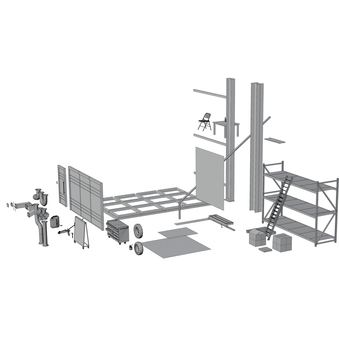 3D Garage props pack model https://p.turbosquid.com/ts-thumb/ca/msBDqE/Cz/wireframe_4/png/1769348547/1920x1080/fit_q87/43554aa4c18b7f4e66c95a0e848c4c24c1b194f6/wireframe_4.jpg
