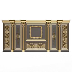 Boiserie Classic Wall with Mouldings 017 Black 3D model