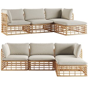 ELISA Garden sofa with chaise longue By SNOC 3D