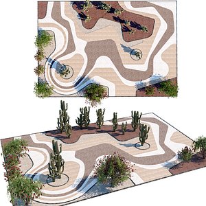 Contemporary Arid Landscape Plaza with Saguaro and Bottlebrush