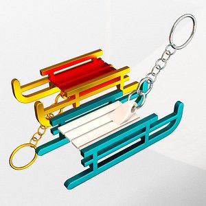 Mini Christmas Sleigh KeyChain 004 model
