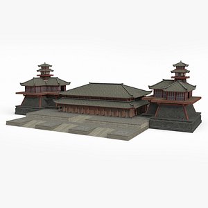 3D model large imperial palace built ancient Asia