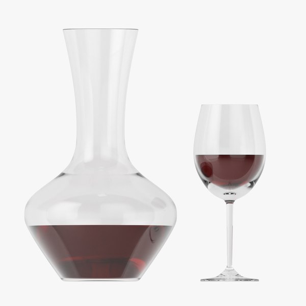 3D Decanter with wine and glass model