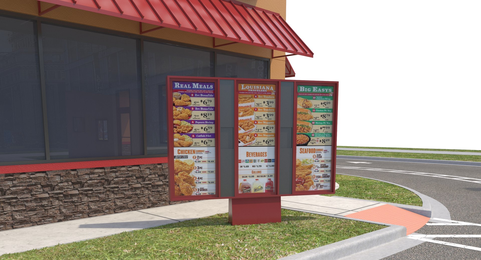 3D Exterior Restaurant Popeyes Signage Model - TurboSquid 1249014