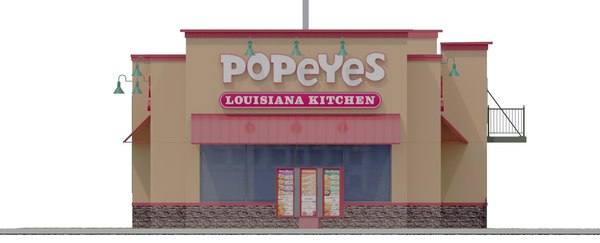 3D exterior restaurant popeyes signage model - TurboSquid 1249014