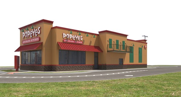 3D exterior restaurant popeyes signage model - TurboSquid 1249014