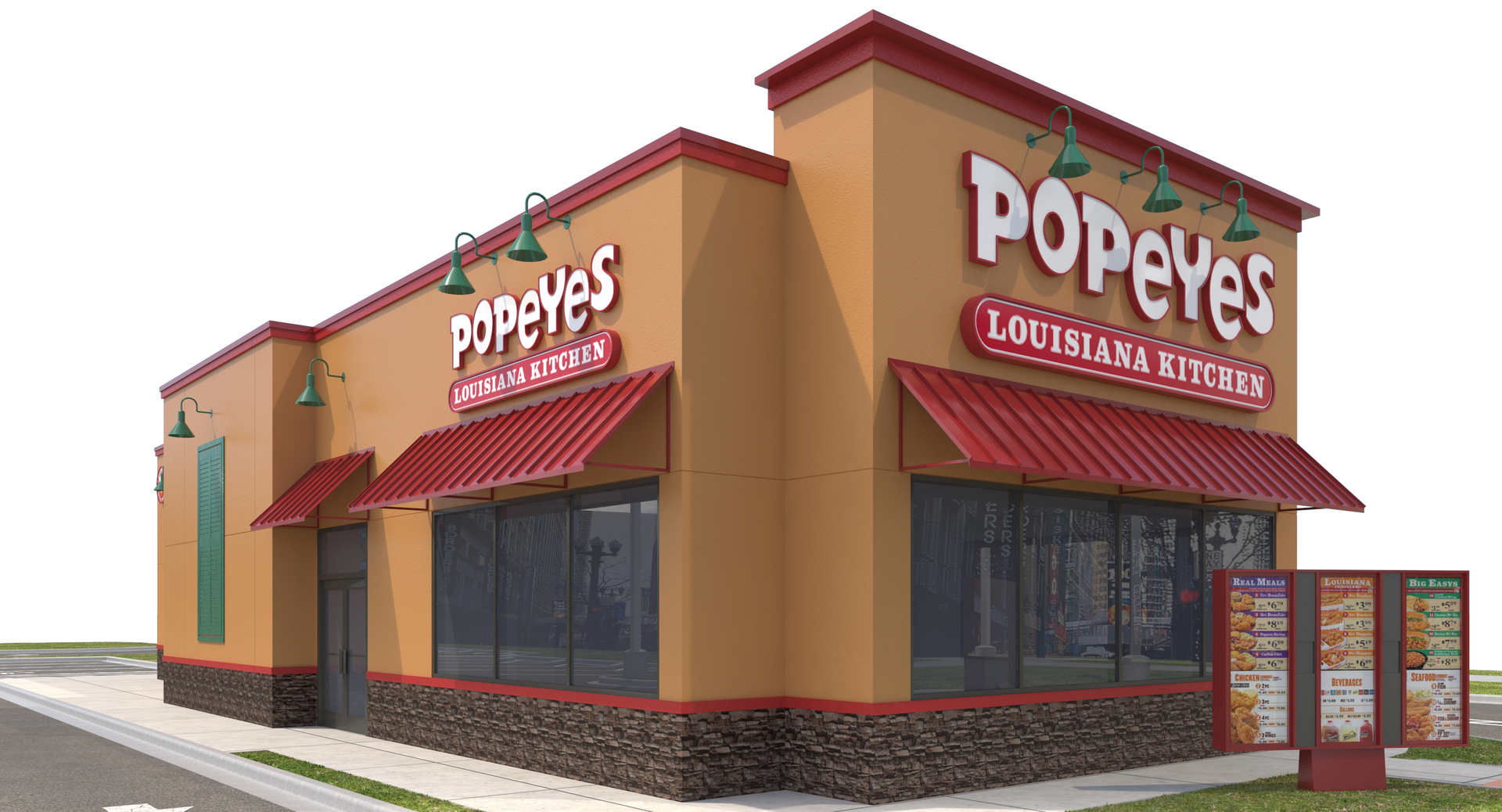 3D exterior restaurant popeyes signage model - TurboSquid 1249014