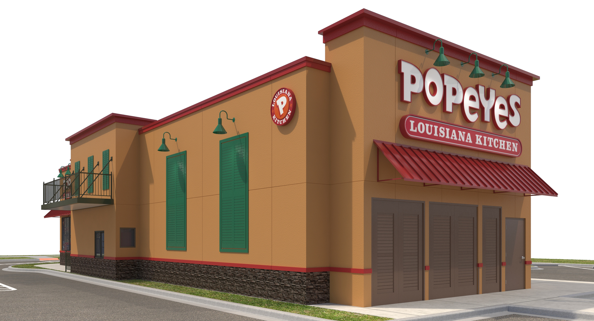 3D exterior restaurant popeyes signage model - TurboSquid 1249014