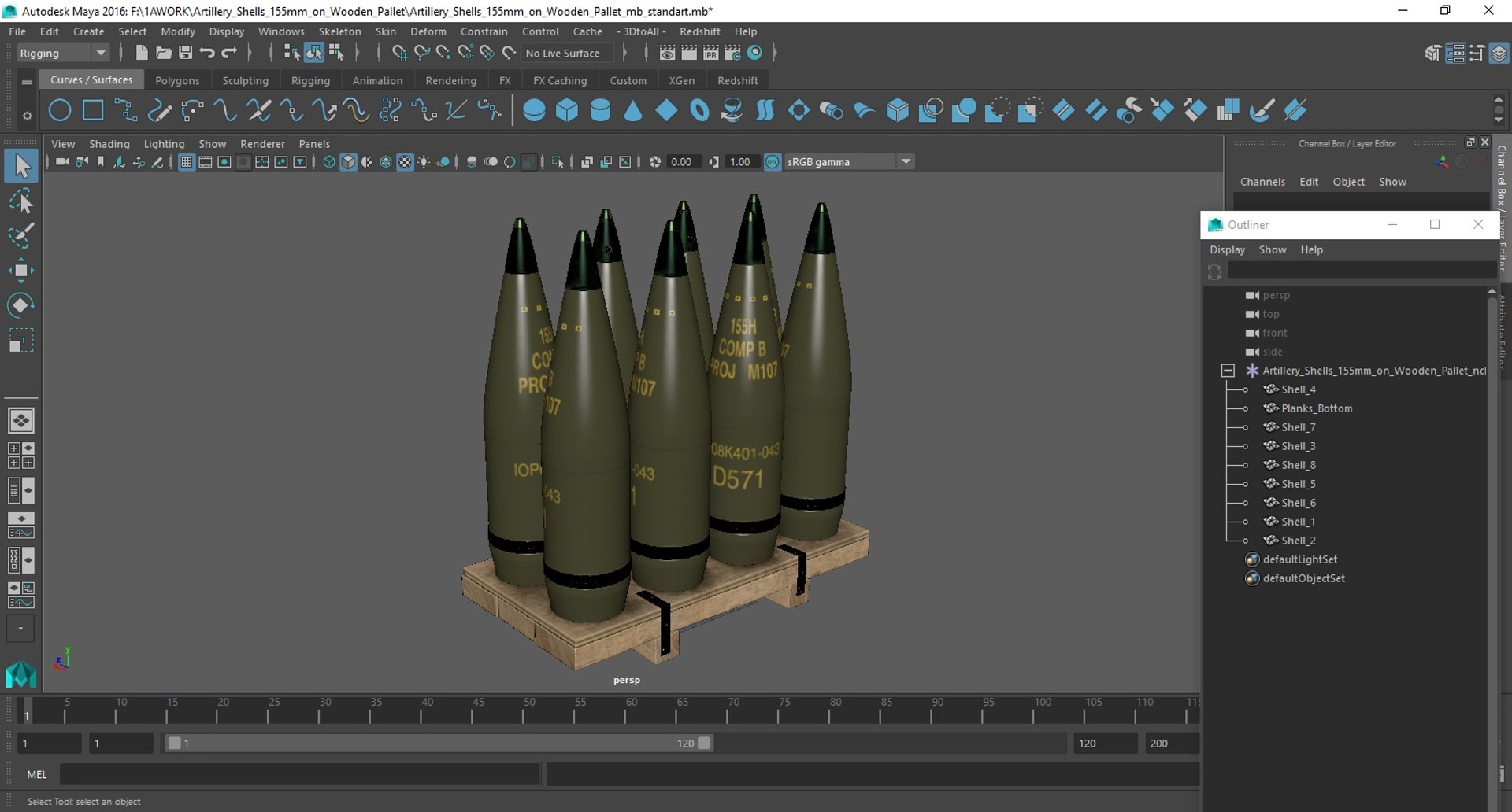 3D Artillery Shells 155mm On Wooden Pallet Model - TurboSquid 2210641