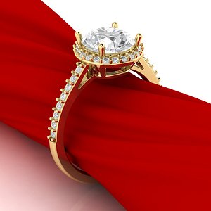 3D luxury engagement ring gem model