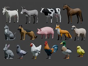 3D Farm Animals Lowpoly model
