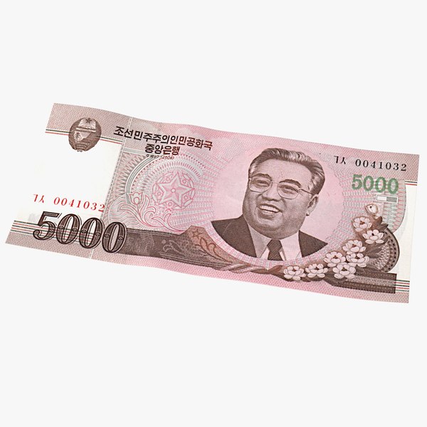 3D North Korea 5000 Won Banknote 2008 model