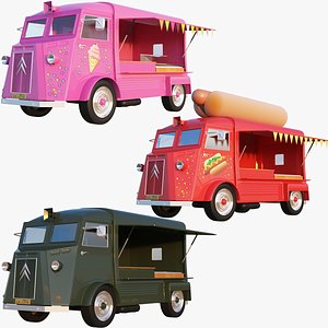 trucks cream v-ray 3D model