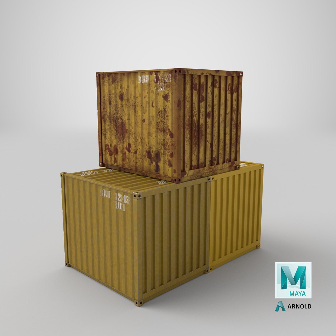 3D 10Ft Cargo Container - Yellow - TurboSquid 1972174