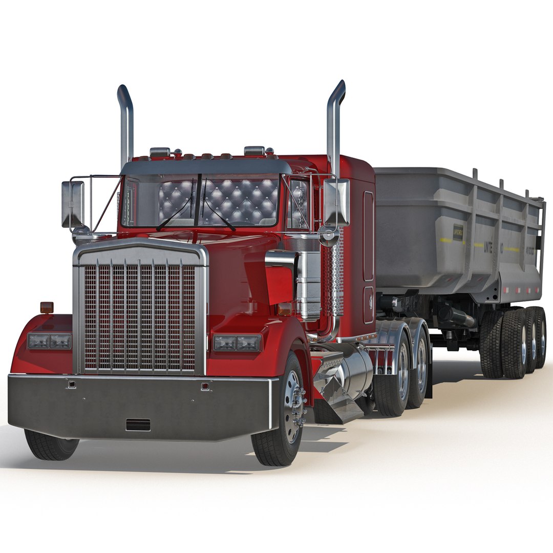 Semi Dump Trailer Truck 3D Model 3D model preview