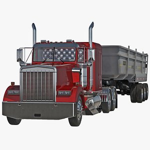 Semi Dump Trailer Truck 3D Model