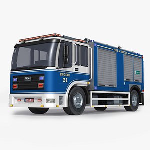 3D Blue modern Firetruck
