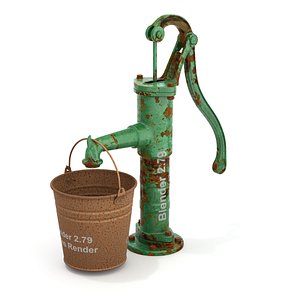3D model bucket hand pump