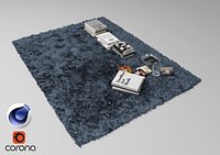 Fur Carpet And Books C4D - Corona