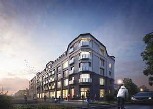 Commercial Building Exterior Full Scene