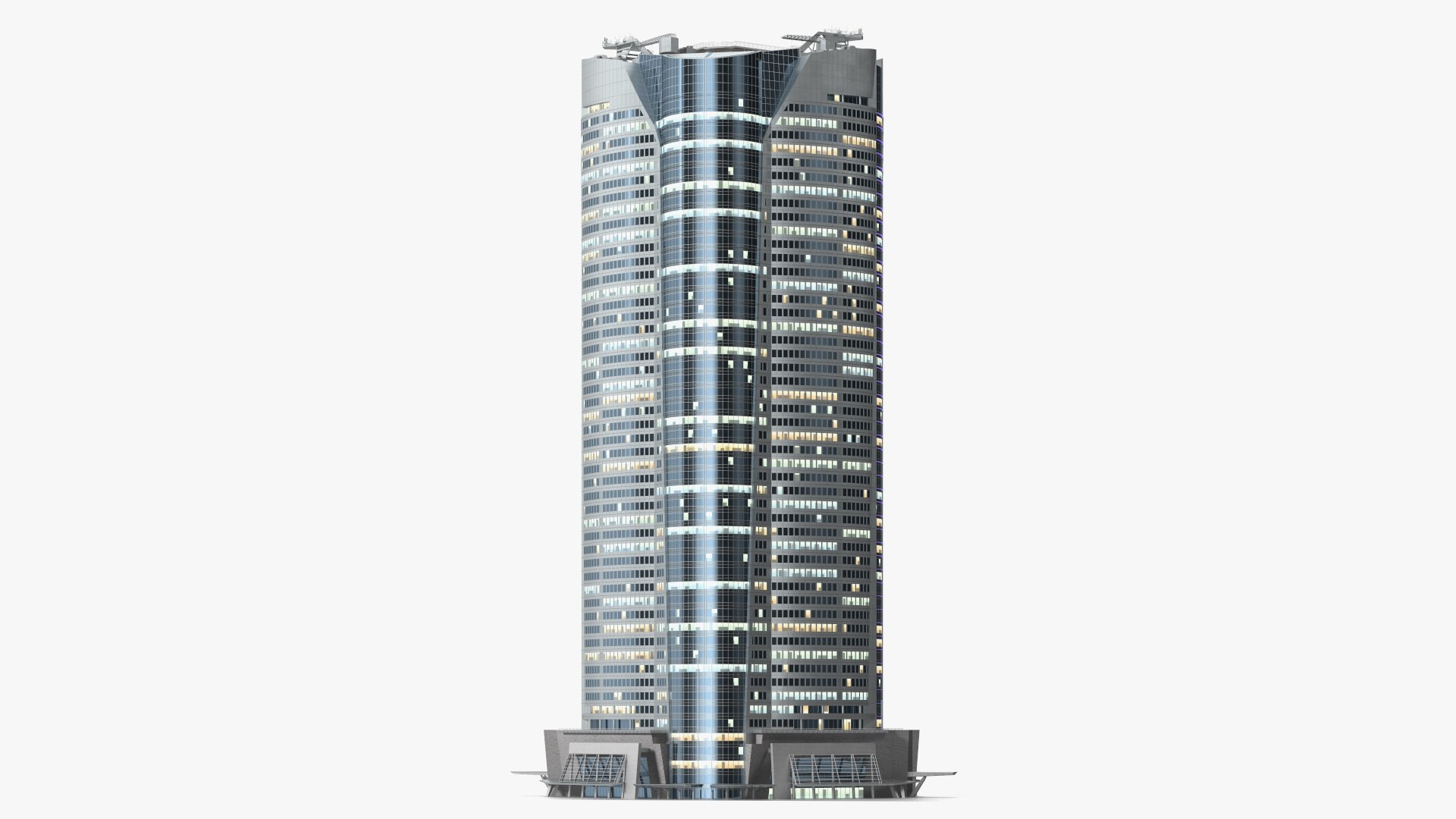 Residential Building Night Glow 3D model preview