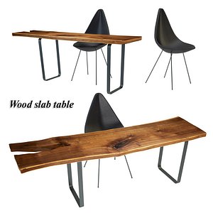 3D wood slab table model