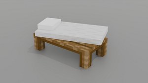 3D Minecraft Style Bed Low Poly Vocel