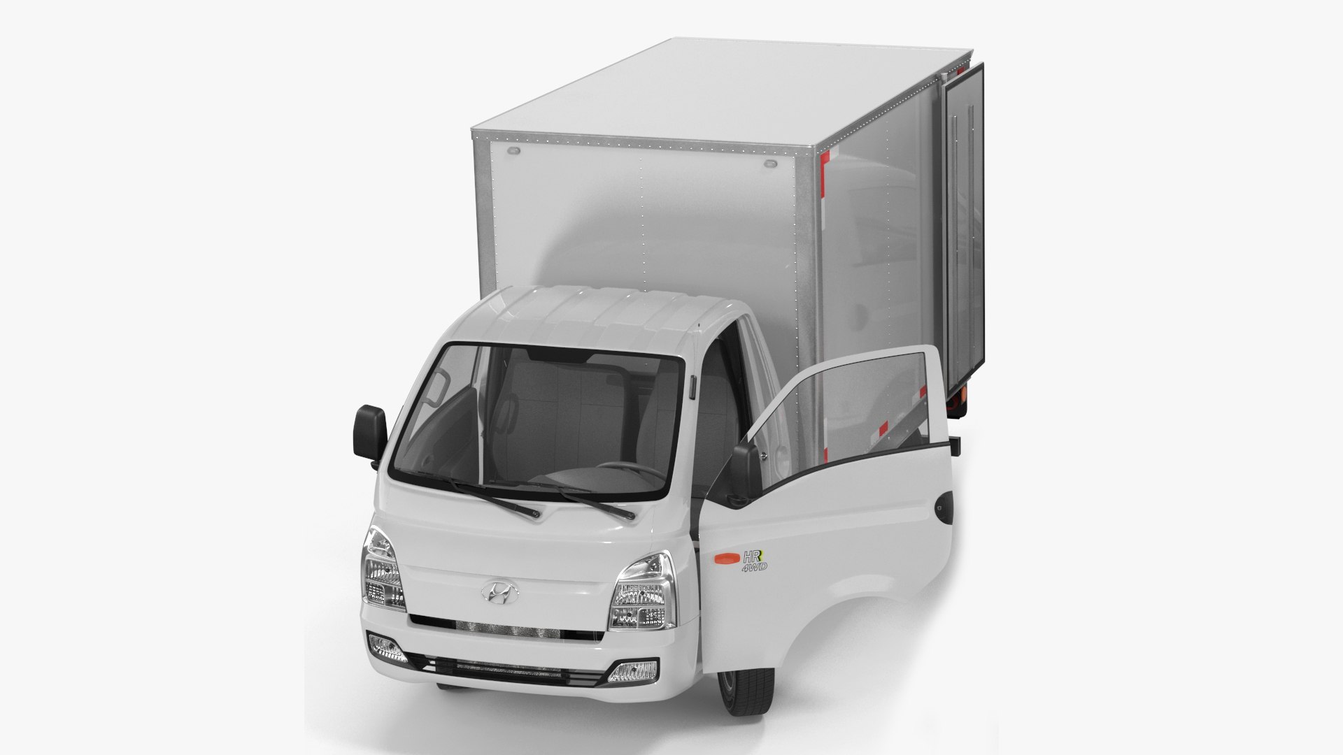 Mini Truck Hyundai HR 2023 Refrigerator Rigged for Cinema 4D 3D model preview