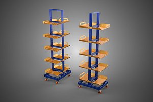 VERTICAL UP SHOP SHELVING STORAGE CART RACK TIERED WHEELS CASTOR model
