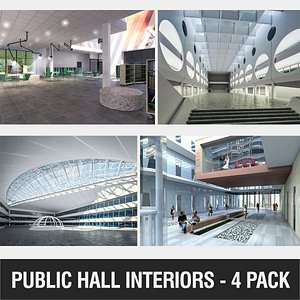 Public Hall Interiors Collection - 4 Pack 3D model