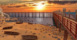 beach landscape dock model