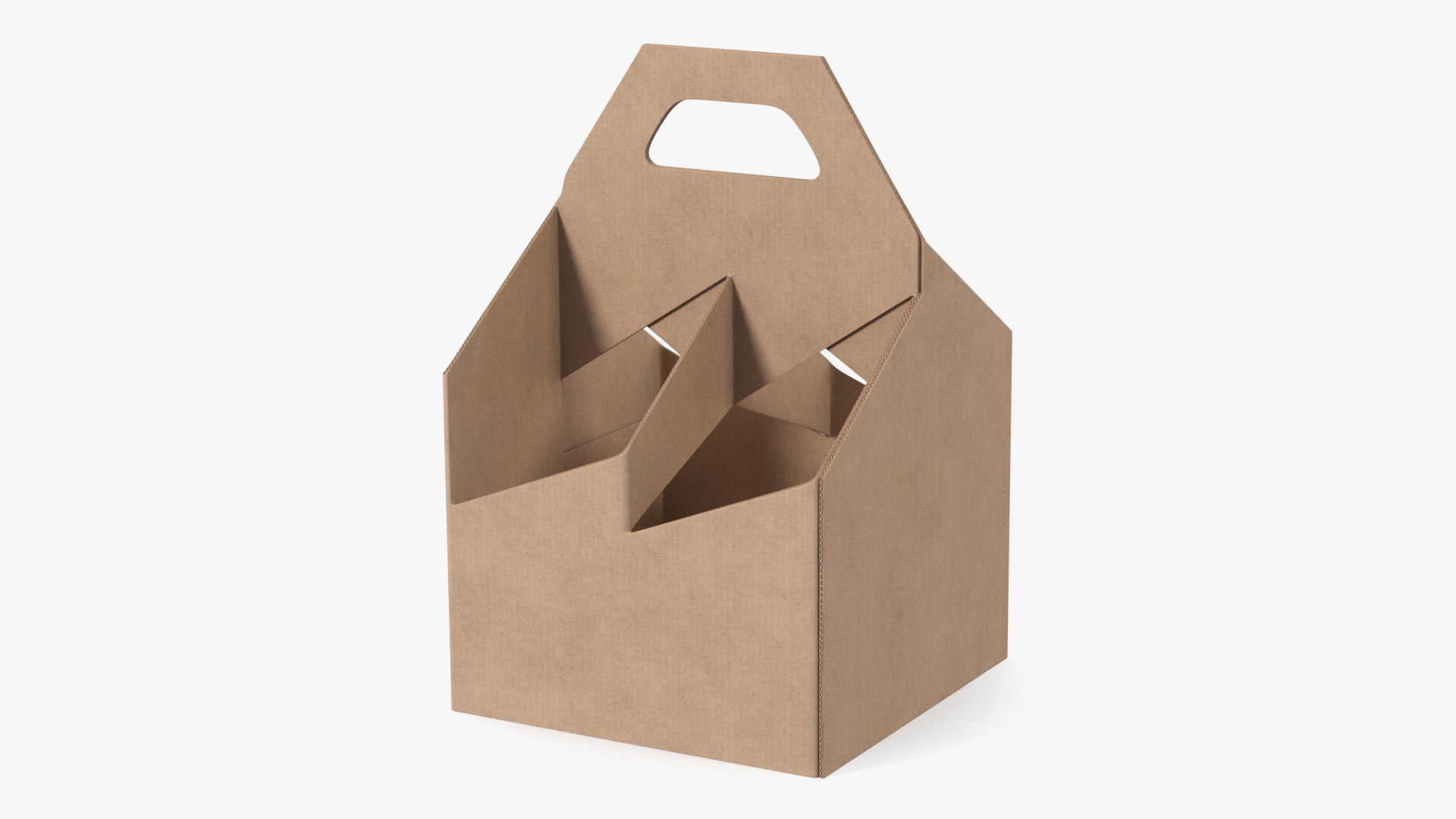 Four Pack Bottle Carrier Brown Empty 3D model preview
