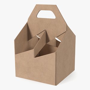 Four Pack Bottle Carrier Brown Empty 3D model