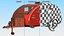 3D Vistabule Teardrop Camping Trailer Red Rigged model