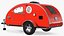 3D Vistabule Teardrop Camping Trailer Red Rigged model