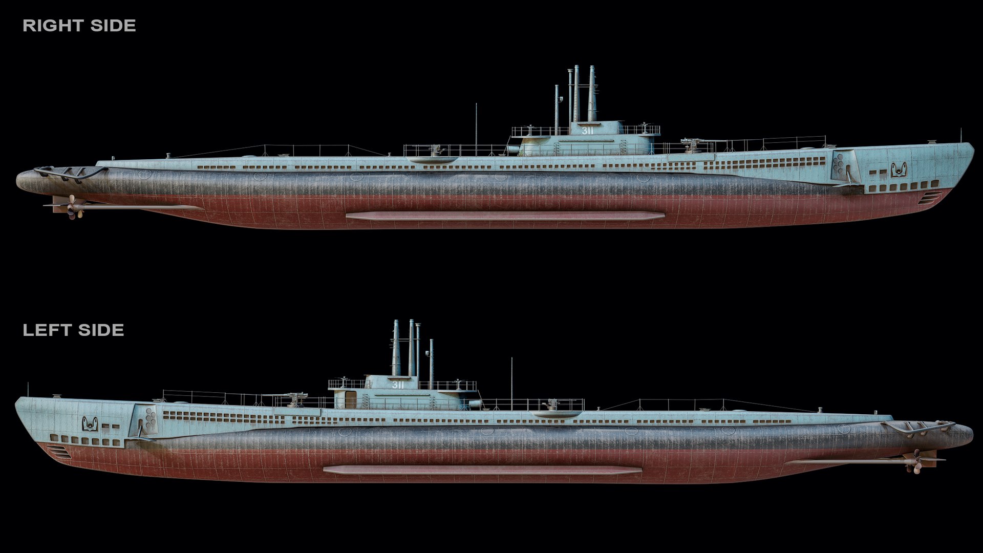3D USS Archerfish Submarine PBR Model - TurboSquid 2419708