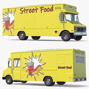 3D Urban Street Food Stand Truck Simplified