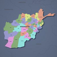 Afghanistan Admin 1 3D Map - Mercator