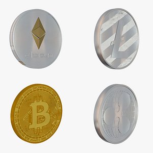 3D bitcoin ethereum litecoin model