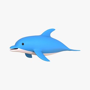 Low Poly - Cartoon Dolphin 2 Rigged 3D model
