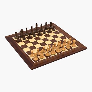 3D wooden chess set