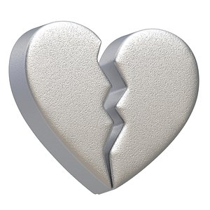 3D Broken Heart Emoji Silver model