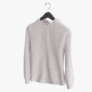 3D Hooded Sweatshirt Hanging Female No Pocket Blank White and Branded Heather