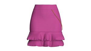 3D Girls Ruffle Skirt With Chain model