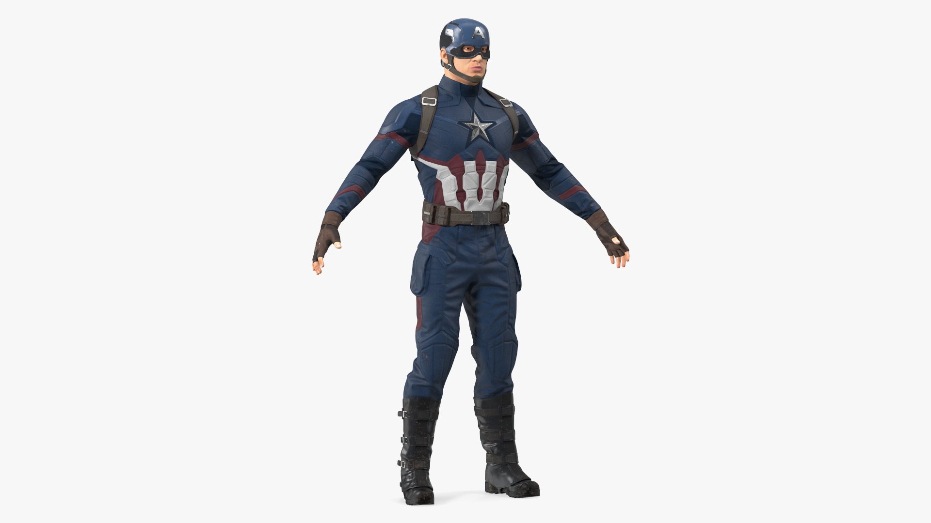Captain America Character in Worn Suit 3D model preview