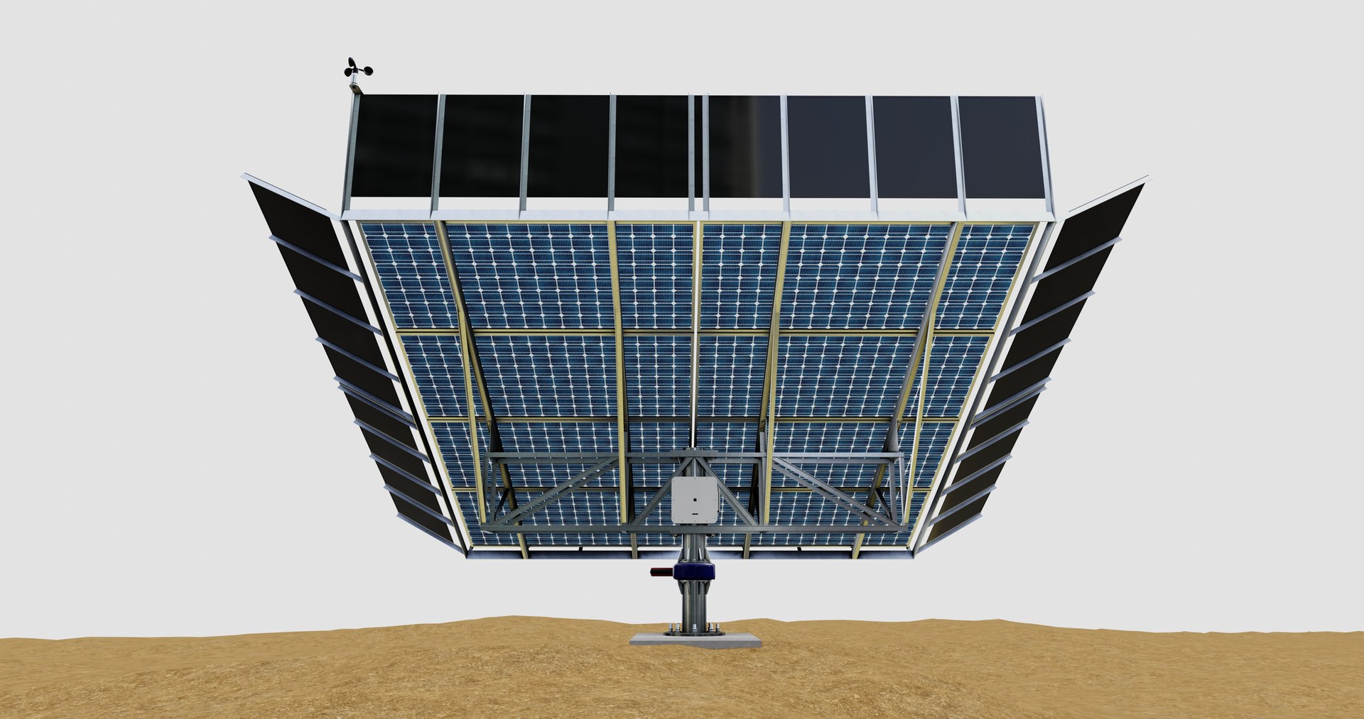 Solar Tracker Pole-2x4 Panel Layout-SOLAR-SIM V01-Mirror Supported 3D https://p.turbosquid.com/ts-thumb/ce/MUDGJt/n4/10/jpg/1757266829/1920x1080/fit_q87/70dc5c615ee80bdef7525f40195769b747649453/10.jpg