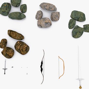 Medieval Weapons and Items pack low poly 3D model